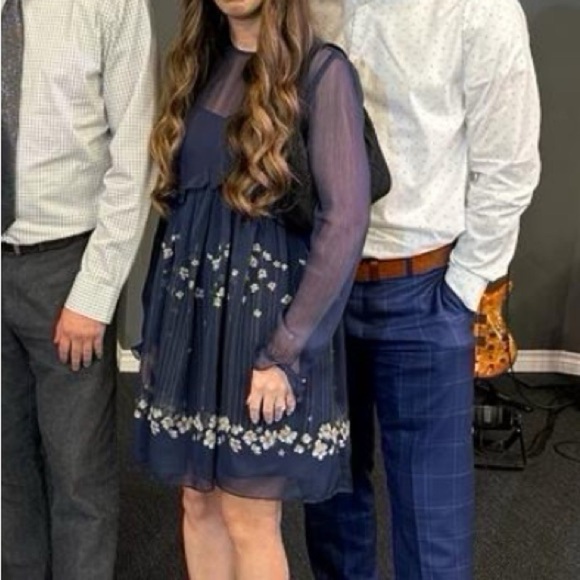 NEW Ted Baker Women’s Zumi Dress Pearl Print Navy Long Sleeve Size 1 - Picture 2 of 11